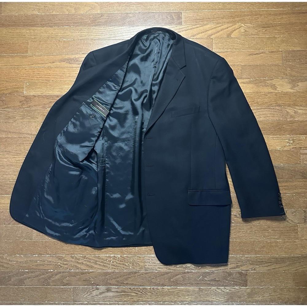 Joseph Abboud Blazer Mens 46L Black 100% Wool Jacket Sport Coat